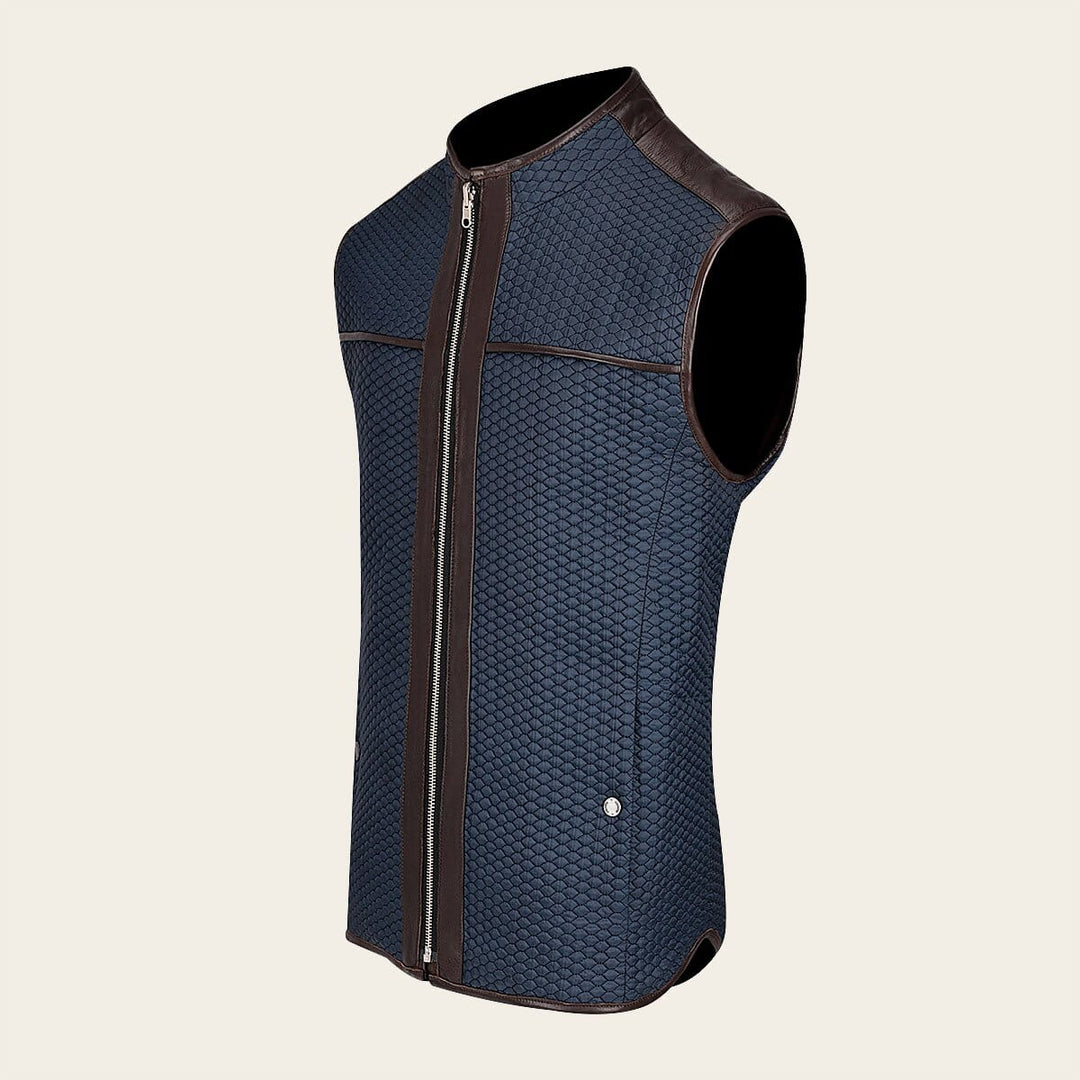 Cuadra Men's Reversible Europe Zipper Leather Vest (JC172/H303COC