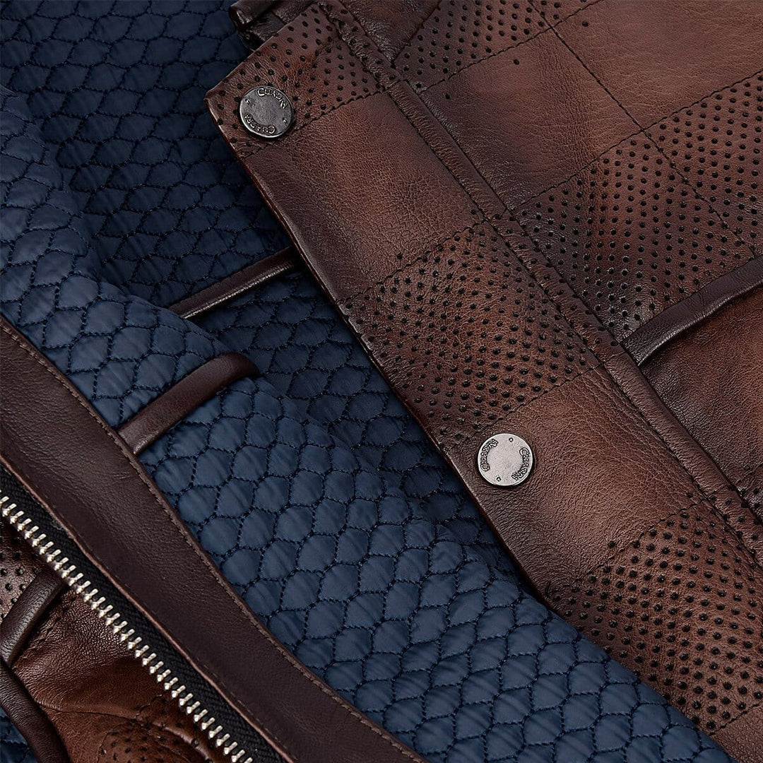 Cuadra Men's Reversible Europe Zipper Leather Vest (JC172/H303COC)