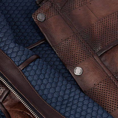 Cuadra Men's Reversible Europe Zipper Leather Vest (JC172/H303COC)