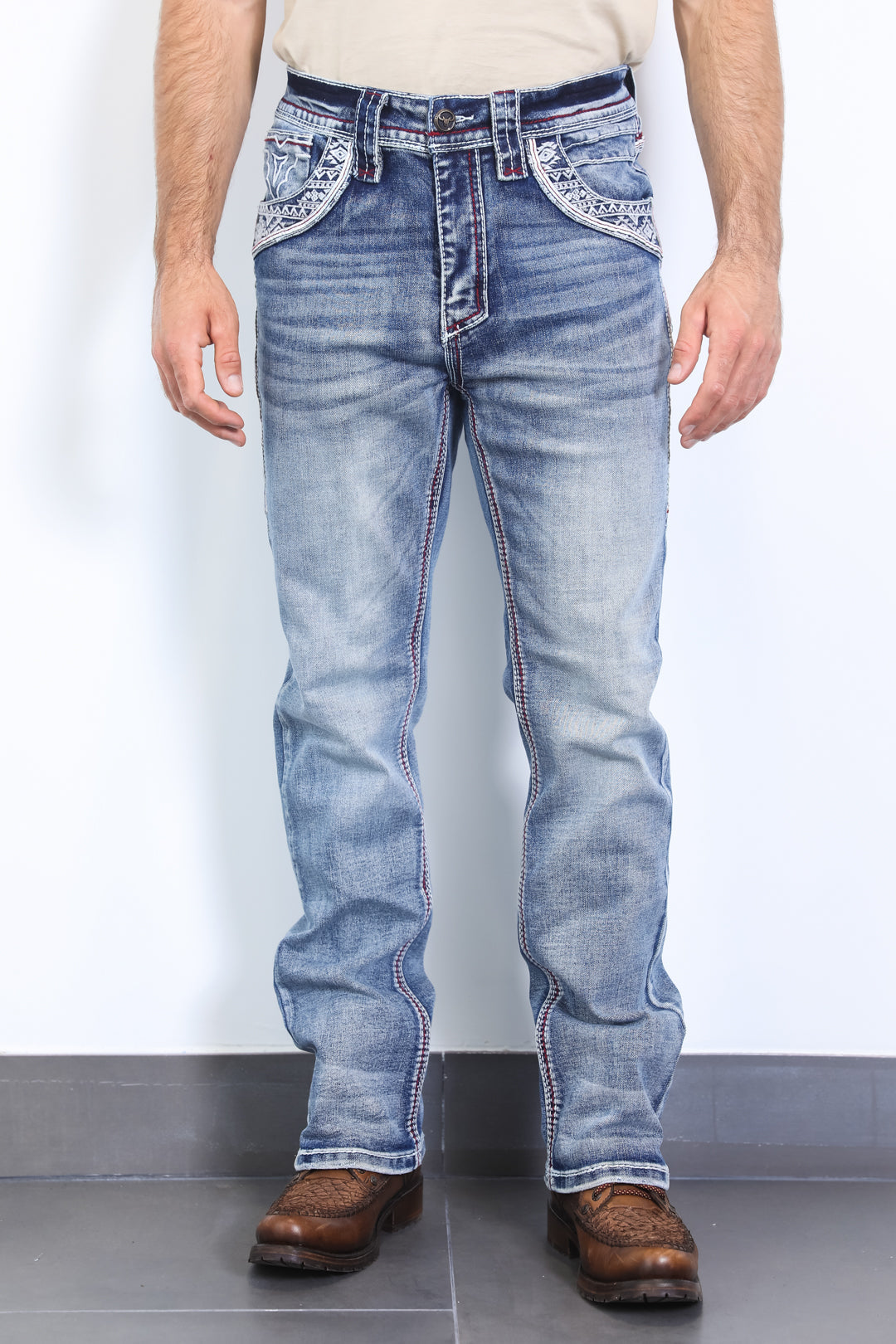 Vaqueros Platini Holt Blue Slim Boot Cut para hombre (PHD10265)