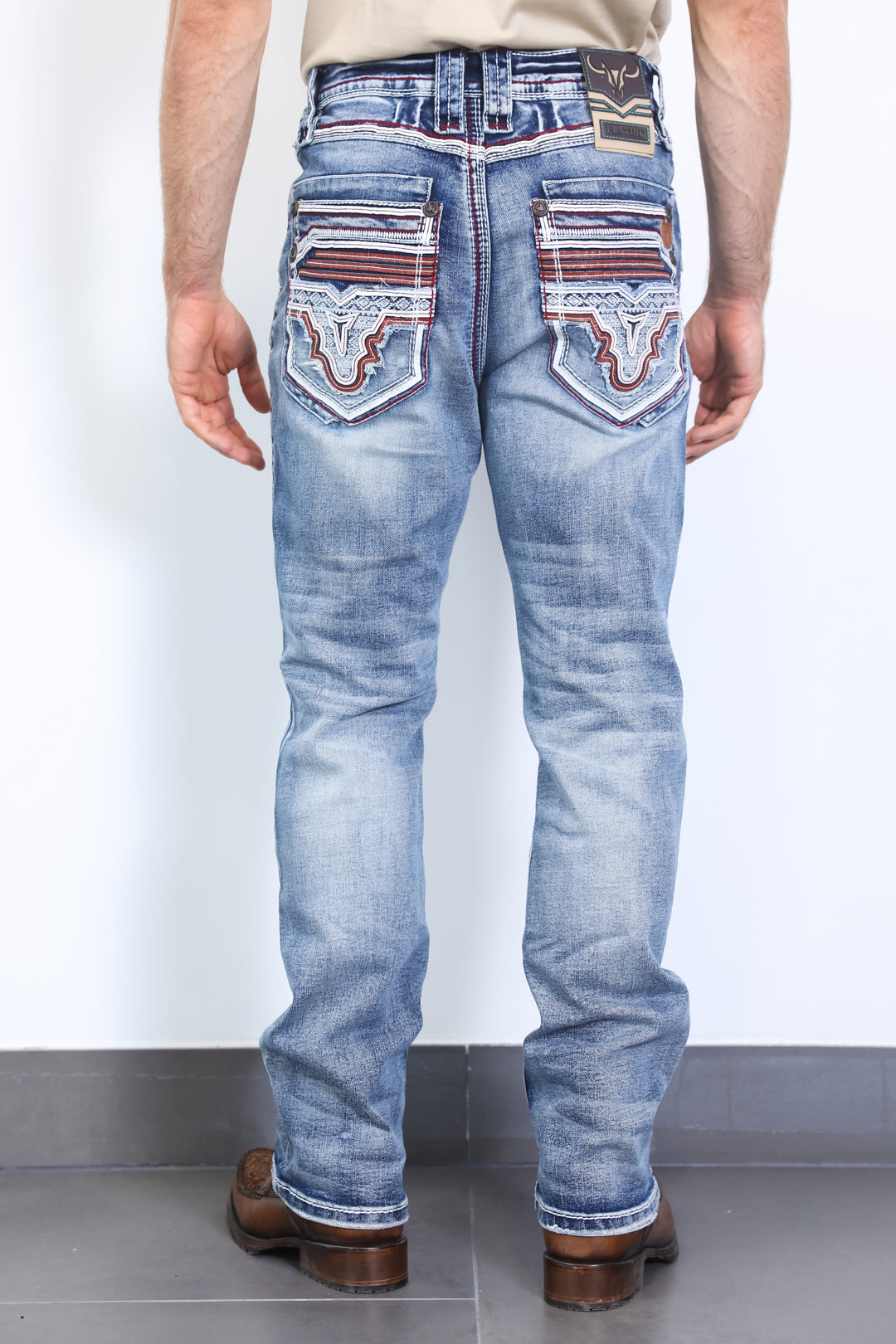 Vaqueros Platini Holt Blue Slim Boot Cut para hombre (PHD10265)