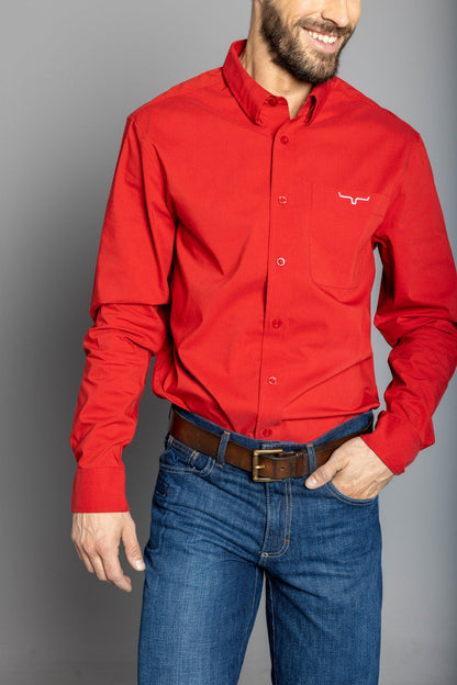 Camisa de vestir del equipo KR de Kimes Ranch para hombre (roja)
