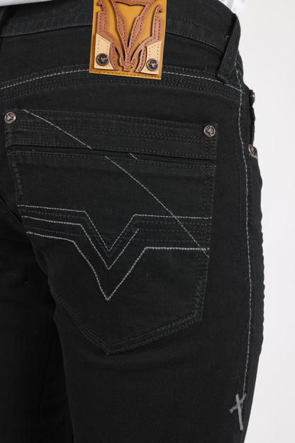 Vaqueros negros Holt de corte bota para hombre de Platini (CBJ9889 Negro)