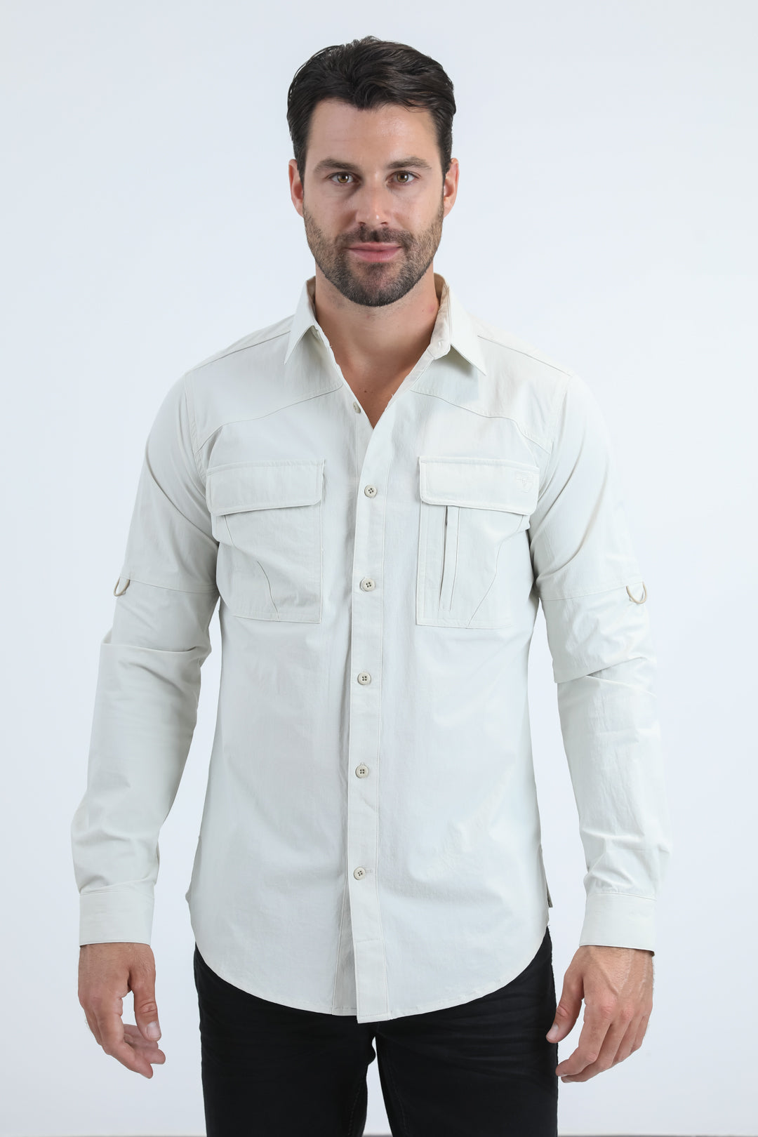 Platini Men's Performance Fishing Long Sleeve Shirt (PGL11201 Stone)