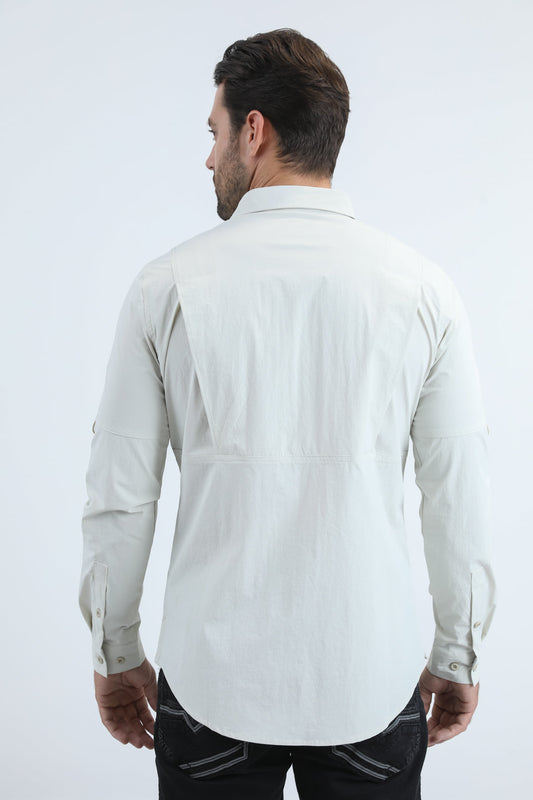 Platini Men's Performance Fishing Long Sleeve Shirt (PGL11201 Stone)