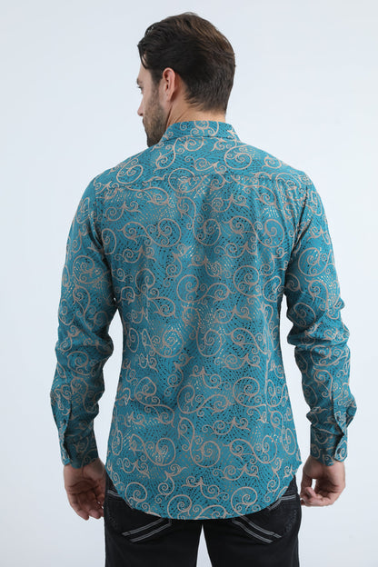 Camisa de manga larga para hombre Platini (MFL11181) AZUL