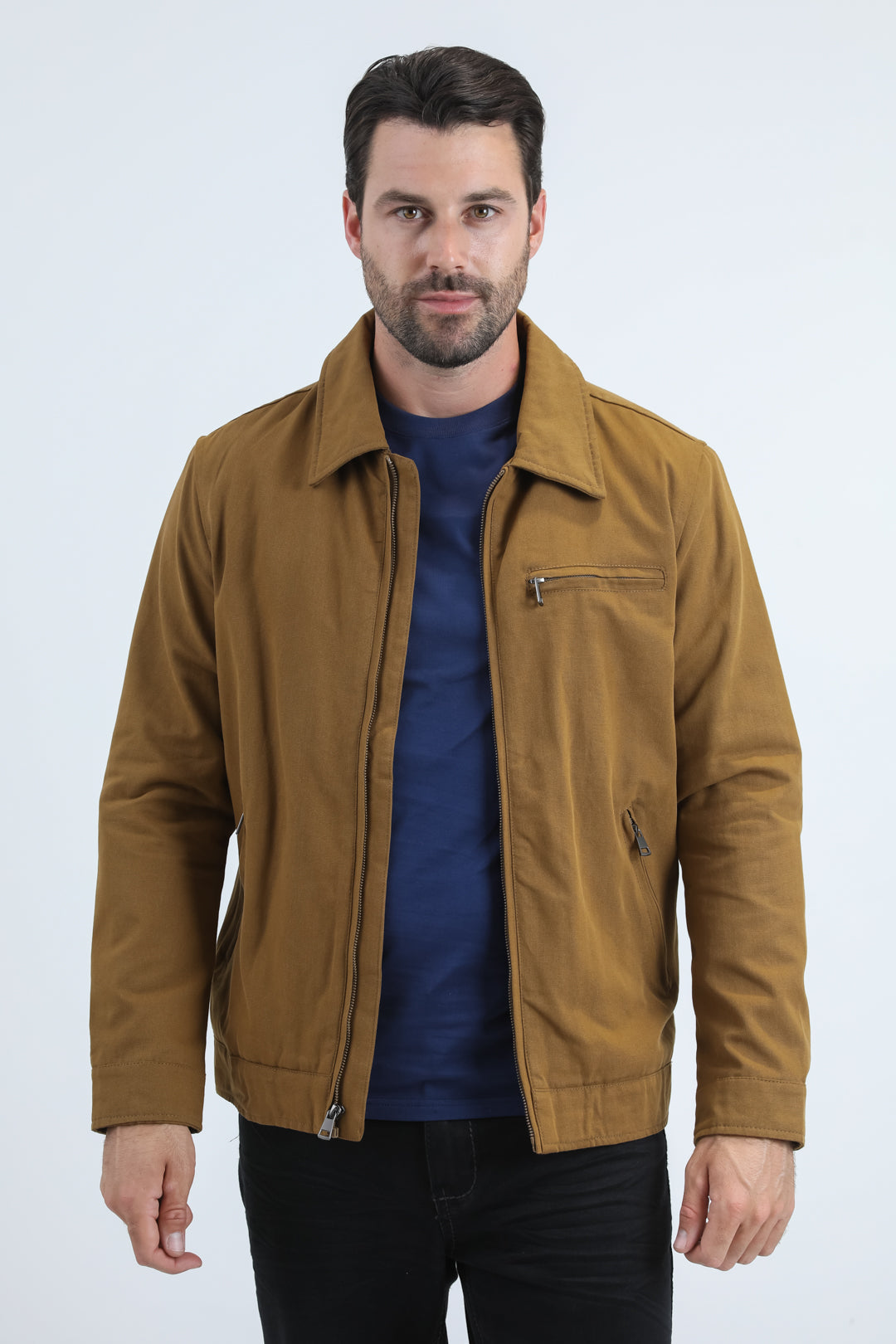 Abrigo Platini de ante sintético acolchado con forro de piel para hombre (JKT11097 Camel)