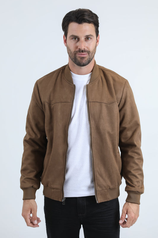 Abrigo Platini de ante sintético acolchado con forro de piel para hombre (JKT11092 Camel)