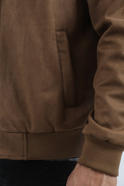 Abrigo Platini de ante sintético acolchado con forro de piel para hombre (JKT11092 Camel)