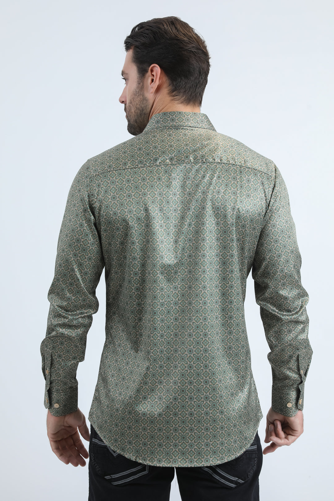 Camisa Platini de corte moderno y elástica para hombre en beige (FPL10965 Beige)