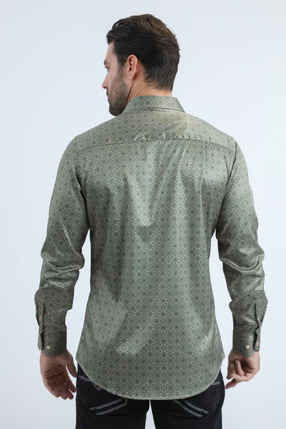 Camisa Platini de corte moderno y elástica para hombre en beige (FPL10965 Beige)