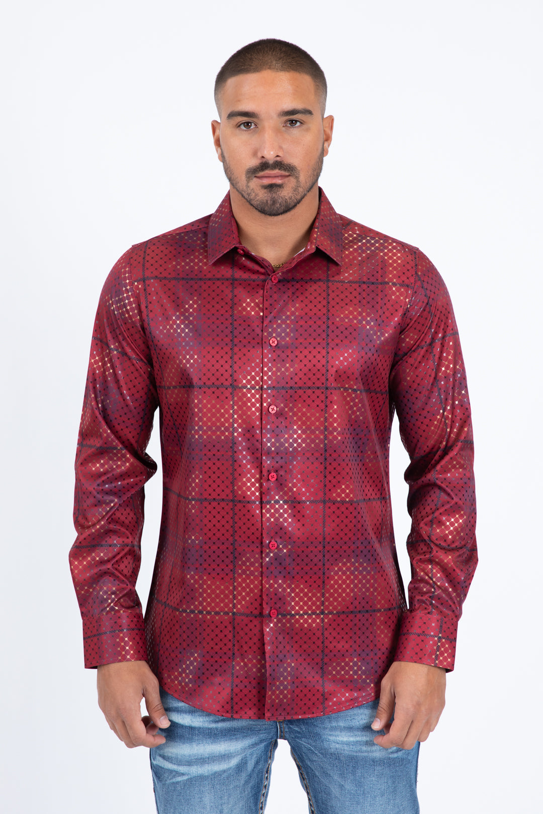 Camisa de manga larga para hombre Platini (FPL11498 / ROJO)