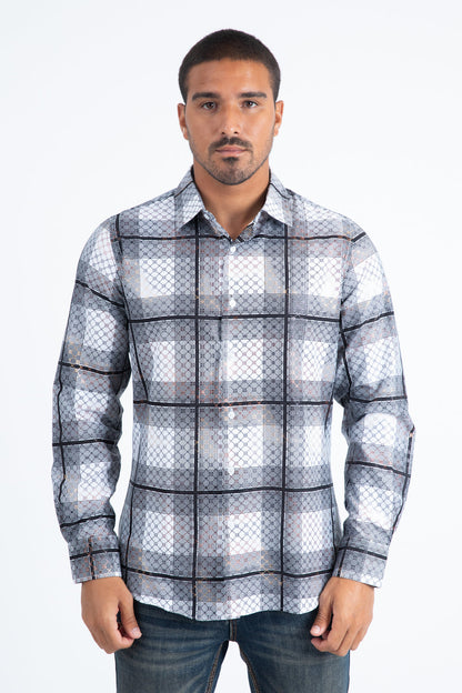 Camisa Platini Modern Fit Stretch para hombre, color blanco (FPL11243 Blanco)