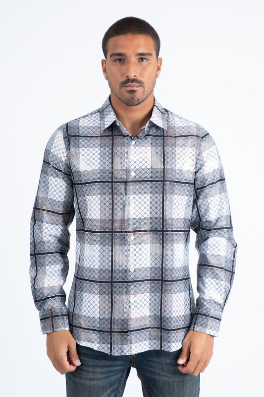 Camisa Platini Modern Fit Stretch para hombre, color blanco (FPL11243 Blanco)