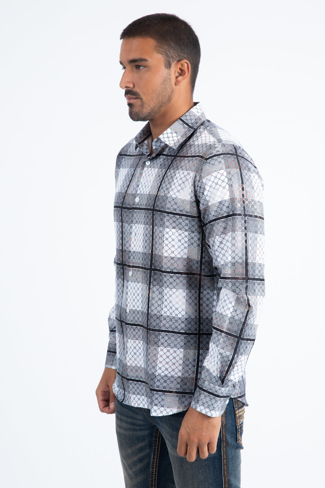 Camisa Platini Modern Fit Stretch para hombre, color blanco (FPL11243 Blanco)