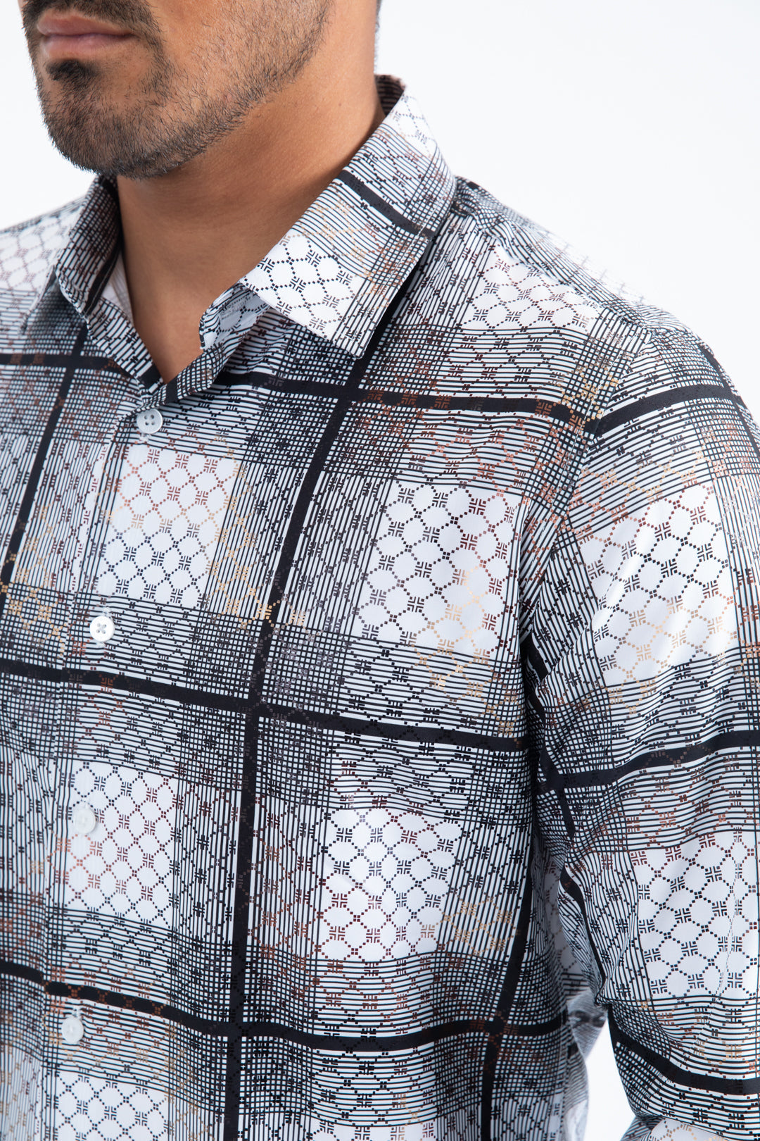 Camisa Platini Modern Fit Stretch para hombre, color blanco (FPL11243 Blanco)