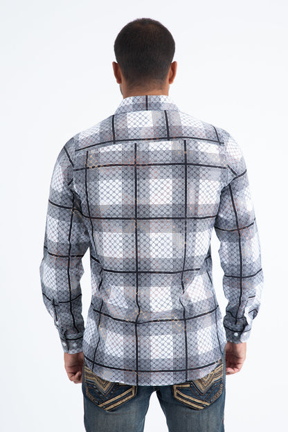 Camisa Platini Modern Fit Stretch para hombre, color blanco (FPL11243 Blanco)