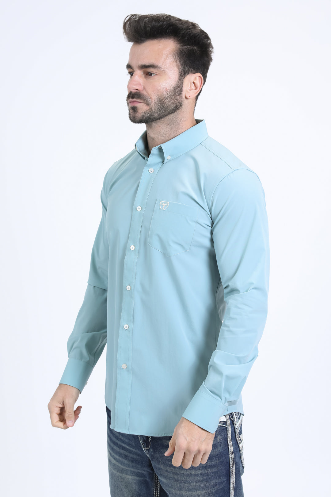 Platini Men's Performance Long Sleeve Blue Shirt (PCL10799 Blue)
