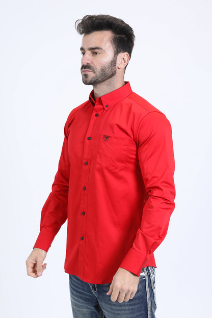 Camisa de manga larga de rendimiento Platini para hombre (PCL10798 Rojo)