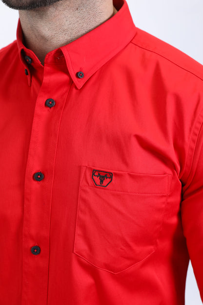 Camisa de manga larga de rendimiento Platini para hombre (PCL10798 Rojo)