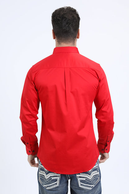 Camisa de manga larga de rendimiento Platini para hombre (PCL10798 Rojo)