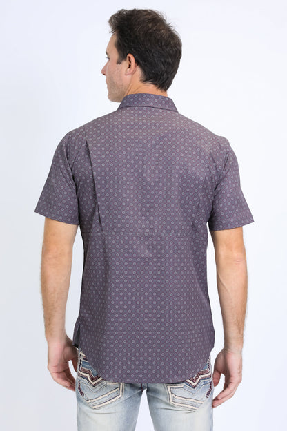 Platini Men's Western Aztec Performance Shirt (PGS10663 Grey)