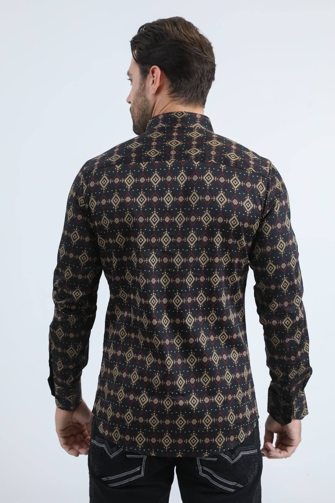 Platini Men's Satin Cotton Modern Fit Long Sleeve Black Shirt (CWL11060 Black)