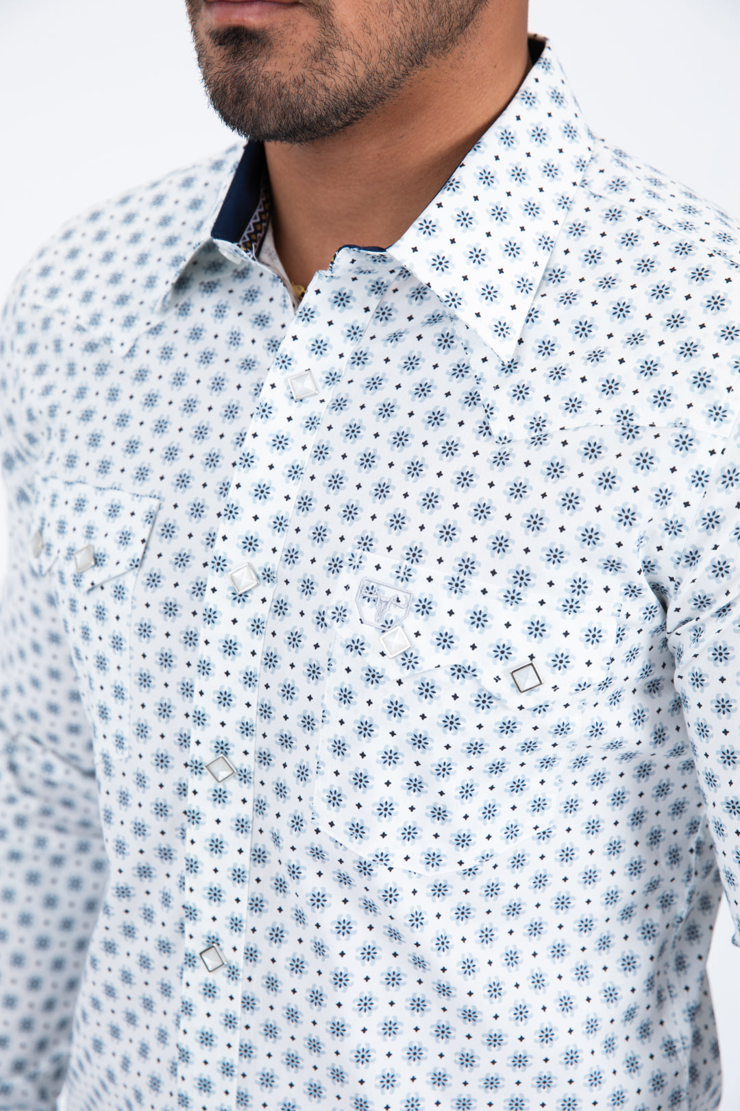 Platini Men's Diamond Center Western Shirt (WPL11364 White)