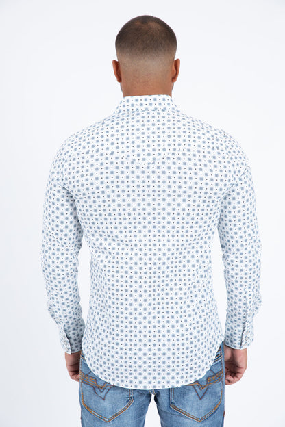 Platini Men's Diamond Center Western Shirt (WPL11364 White)