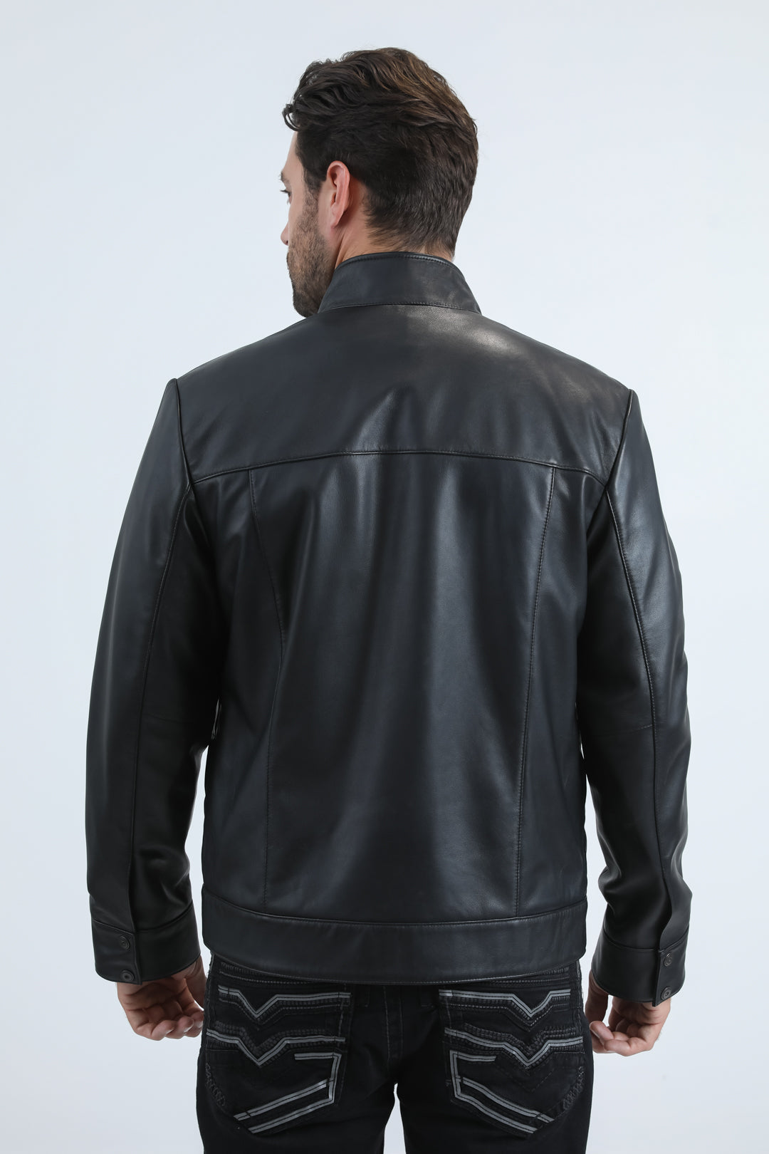 Chaqueta acolchada negra de piel auténtica para hombre de Platini (PLJ11042)