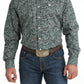 Cinch Men's Stretch Paisley Print Button-Down Western Shirt (MTW1105811 - Green)