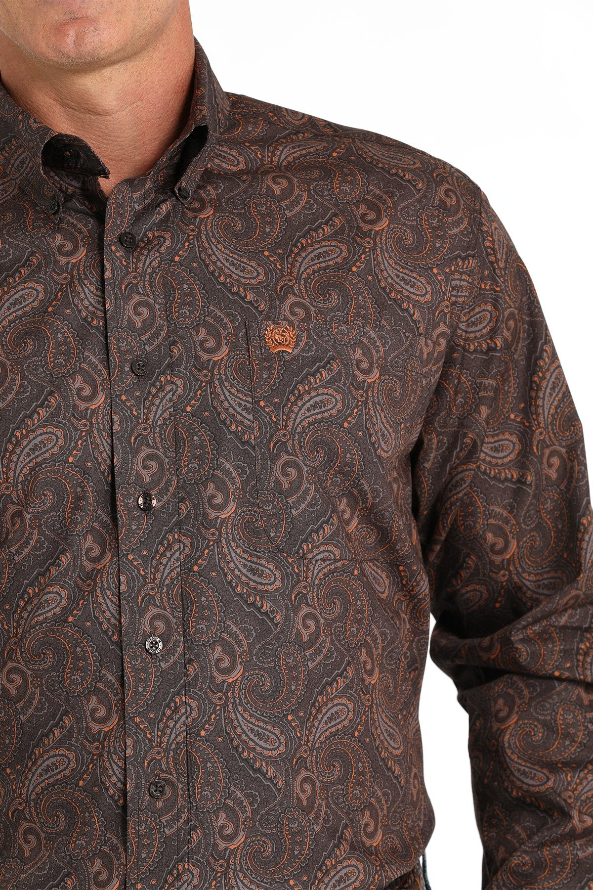 Cinch Men's Paisley Print Button-Down Western Shirt (MTW1105819 - Brown)