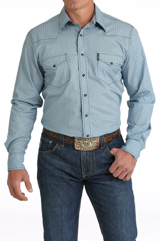 Cinch Men's Modern Fit Snap Front Western Shirt (MTW1303078 - Light Blue)