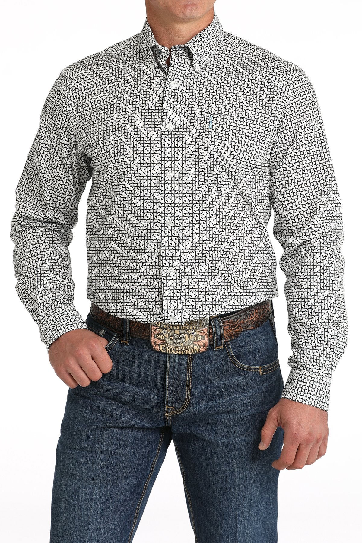 Cinch Men's Modern Fit Button-Down Western Shirt (MTW1347108 - White)