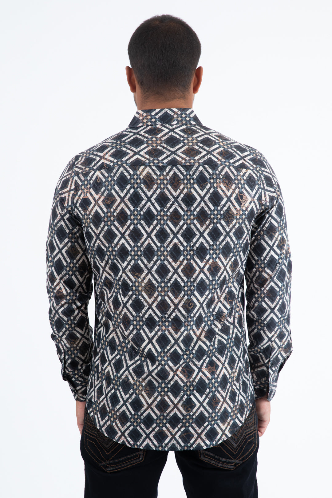 Platini Men's Statement Foil Shirt (FPL11519 Black)