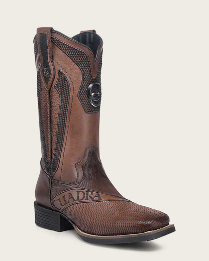 Cuadra Men's Western Rodeo Honey Brown Bovine Boots (CU986/3Z2VRS - Res Crust Miel)