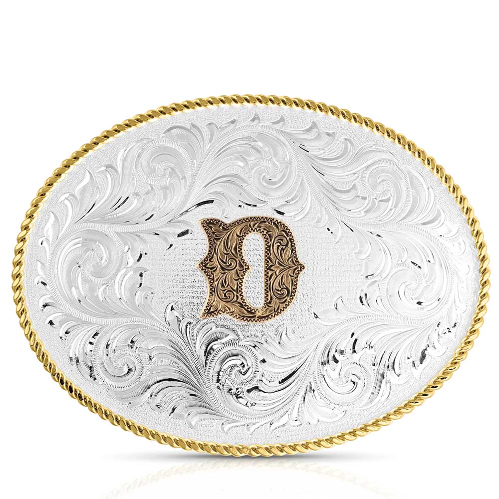 Montana Silversmiths Classic Western Oval Two-Tone Initial Belt Buckle - D (1255D)