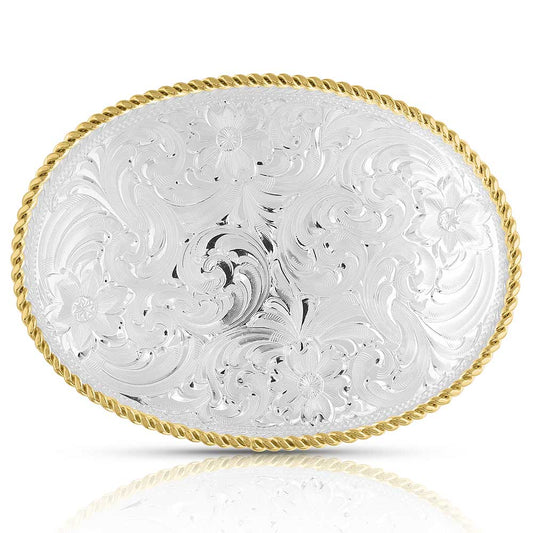 Montana Silversmiths Small Two-Tone Engraved Western Buckle (1849NF)