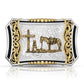 Montana Silversmiths Two Tone Deep Roots Filigree Buckle with Christian Cowboy (39510YG-731)