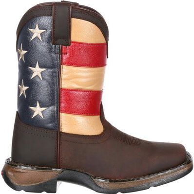Botas vaqueras con bandera para niños grandes Lil' Rebel de Durango (DBT0160)