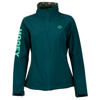 Chaqueta Hooey Soft Shell para mujer, color verde azulado, con forro estampado multicolor (HJ105TL)