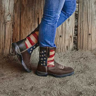 Lady Rebel by Durango Patriotic Women's Pull-On Western Flag Boots (RD4414)