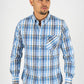 Platini Men's Modern Fit Plaid Shirt (WSL7864 - Light Blue)