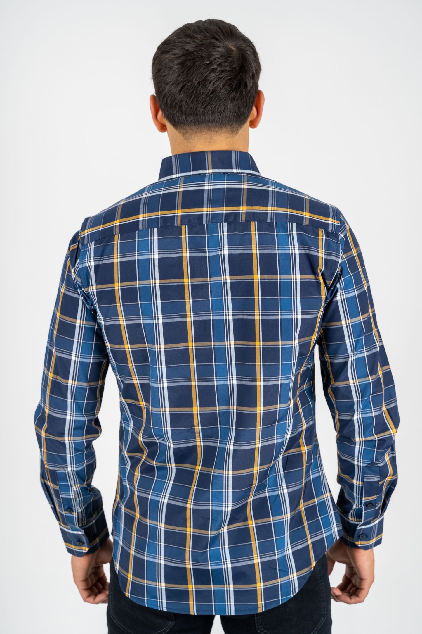 Platini Men's Modern Fit Plaid Shirt (WSL7867 - Navy Blue)
