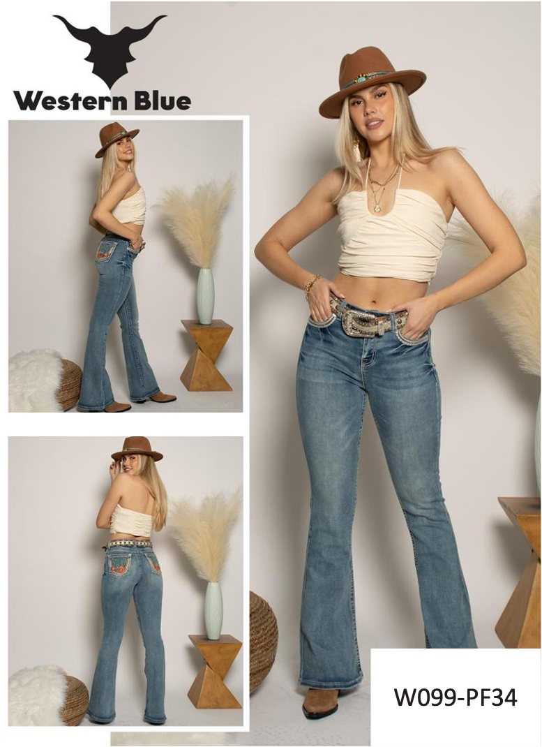 Western Blue Women's Flare Jeans (W099-PF34)