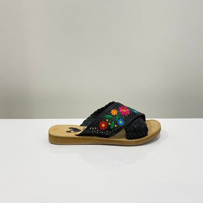 Sandalia Latina Soul para mujer (L-54 Negro Flores)