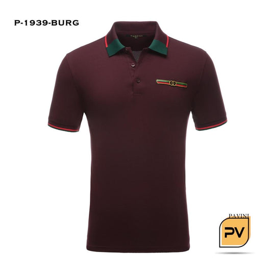 Pavini Men's Polo Shirt (P-1939-BURGUNDY)